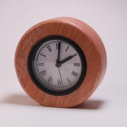 Round Mahogany Desk Clock With Wood Carved Hearts On Back - Your Choice Of Face - thumbnail 4