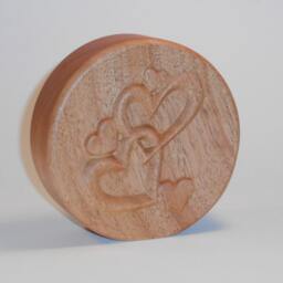 Round Mahogany Desk Clock With Wood Carved Hearts On Back - Your Choice Of Face - thumbnail 3