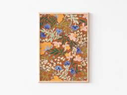 A3-A4-A5 -Brown Floral Print -Nature Print-Floral Illustration-Unframed Print-Botanical Art-William Morris Inspired-Traditional Print - thumbnail 1
