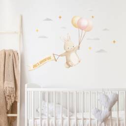 Personalised Balloon Bunny Wall Decal, Plastic-Free Kids Room Wall Stickers - thumbnail 2