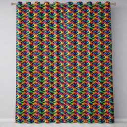 Bold Multicolour Abstract Wave Lines Seamless Pattern Readymade Eyelet Ring Top Thermal 100% Blackout Curtains - thumbnail 2