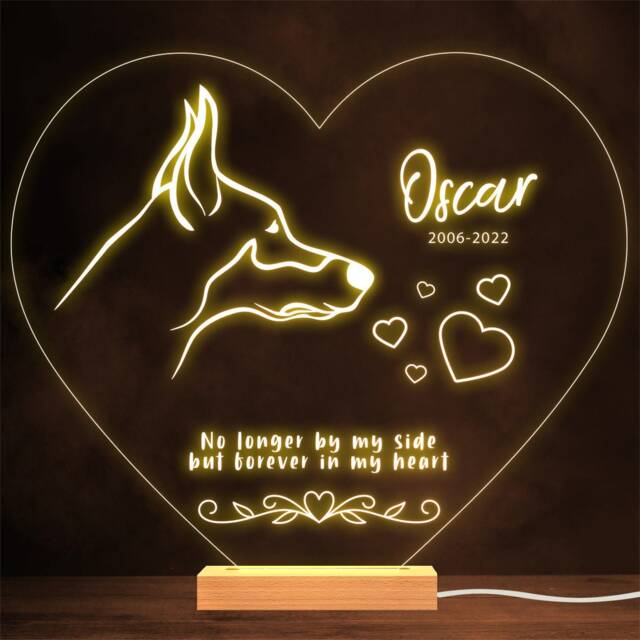 Doberman Dog Memorial Pet Loss Forever in Personalised Gift Lamp Night Light - image 1