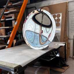 Concave Mirror Modern Sculptural Art Decor, Wall Art, Reflective Sculpture, Mirror Round Mirror, Metal - thumbnail 4