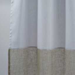 Two-Tone Linen Curtain Panel, White & Burlap, Custom Tab Top - thumbnail 2