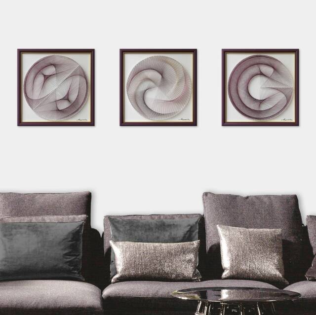 Rosewood Burgundy String Art - Geometric Framed Wall Decor - image 1