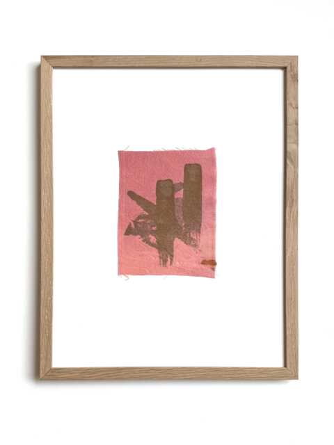 "Botanical Dye Painting On Silk Abstract Textile Artwork, Framed 11x14 - ""Madder With Osage Iv" - image 1