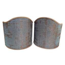 Pair Of Clip-On Shield Shades Aqua Blue & Gold Rubelli Venier Jacquard Fabric Mini Lampshade - Made in Italy - thumbnail 2