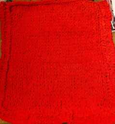 Hand Knitted Baby Blanket Chunky Chenille-Feel Polyester, Vibrant Red - thumbnail 1