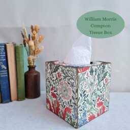William Morris Compton Tissue Box, Floral Green Cream Country Home Decor, Bedroom Cover - thumbnail 3