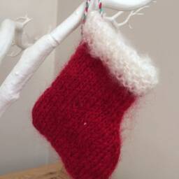 Christmas Stocking Ornaments Hand Knitted Holly Berry Tree Hangers - Set Of 2 - thumbnail 4