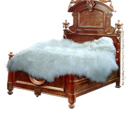 Faux Fur Sheepskin Rug - Shaggy White Area Rug, Free Form - thumbnail 1