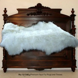 Faux Fur Sheepskin Rug - Shaggy White Area Rug, Free Form - thumbnail 3