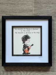 Peanuts Bob Dylan Hand Drawn Framed Artwork With Lyrics From - thumbnail 1