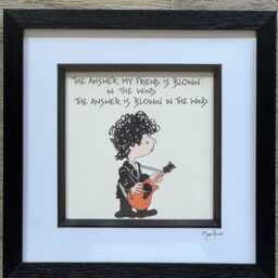 Peanuts Bob Dylan Hand Drawn Framed Artwork With Lyrics From - thumbnail 3