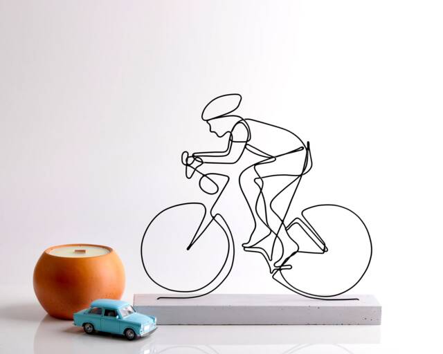 Wire Art Bike Sculpture Handmade Abstract Metal Table Decor - image 1