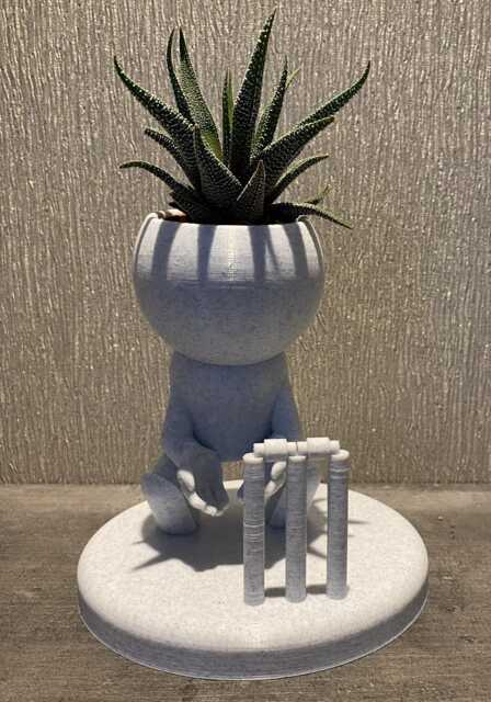 "Cricket Gift Succulent Planter ""Wee Jimmy Gilchrist The Wicket Keeper Wizard" - image 1