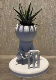 "Cricket Gift Succulent Planter ""Wee Jimmy Gilchrist The Wicket Keeper Wizard" - thumbnail 1