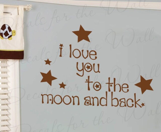 I Love You Moon & Back Boy Girl Room Kid Baby Nursery Wall Decal Lettering Decoration Adhesive Vinyl Quote Sticker Decor Art K17 - image 1