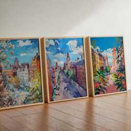 Set Of 3 Manchester Posters, England City Prints, Urban Wall Art Sets, Poster Travel Decor For Home Or Gift - thumbnail 2