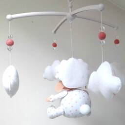 Handmade Sheep Crib Mobile Musical Nursery Decor - Baby Shower Gifts - thumbnail 3