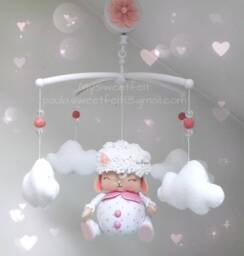 Handmade Sheep Crib Mobile Musical Nursery Decor - Baby Shower Gifts