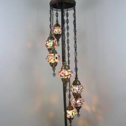 7 Ball Turkish Mosaic Floor Lamp With Large Globes, Lambader - thumbnail 3