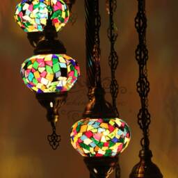 7 Ball Turkish Mosaic Floor Lamp With Large Globes, Lambader - thumbnail 2