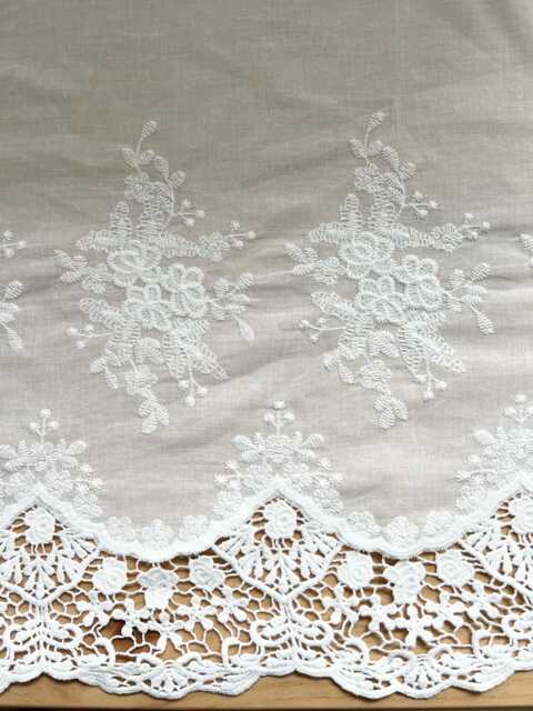 Embroidered Cotton Lawn Cafe Curtain Panel Bistro Handmade in Scotland - image 1