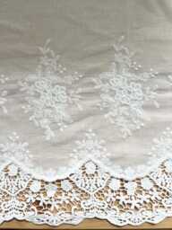 Embroidered Cotton Lawn Cafe Curtain Panel Bistro Handmade in Scotland - thumbnail 1
