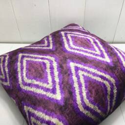 Ikat Pillow Cover - 24x24 Handwoven Silk Blend, Decorative Cushion - thumbnail 4