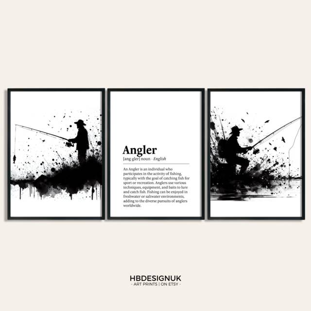 Angler Poster Print - Set Of 3 Fisherman Prints - Fishing Gifts For Men Watercolour Father & Son Fish Wall Art Artwork - image 1