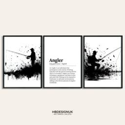Angler Poster Print - Set Of 3 Fisherman Prints - Fishing Gifts For Men Watercolour Father & Son Fish Wall Art Artwork - thumbnail 1