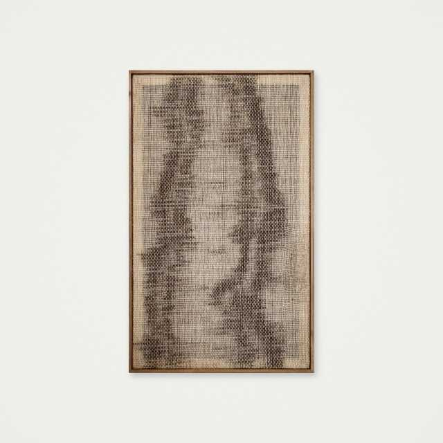 Minimalist Woven Wall Art - Japandi Decor Abstract Silhouette Tapestry Framed Wool Fiber Wabi Sabi Neutral Hanging Flus - image 1