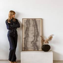 Minimalist Woven Wall Art - Japandi Decor Abstract Silhouette Tapestry Framed Wool Fiber Wabi Sabi Neutral Hanging Flus - thumbnail 2