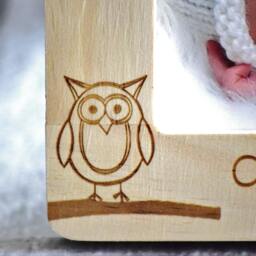Personalized Owl Baby Frame - Engraved Wooden Picture - thumbnail 2