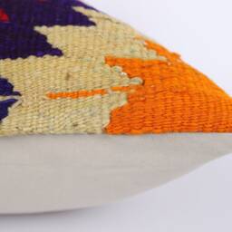 Handwoven Vintage Kilim Pillow Cover 20x20 Floral Accent - thumbnail 4