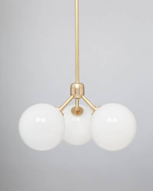 Drop 45 Triple Opal Globe Satin Brass Pendant - image 1