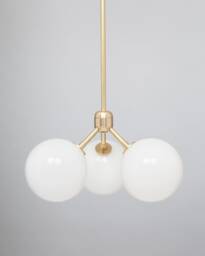 Drop 45 Triple Opal Globe Satin Brass Pendant - thumbnail 1