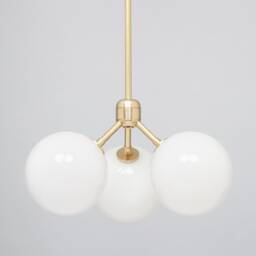 Drop 45 Triple Opal Globe Satin Brass Pendant - thumbnail 2