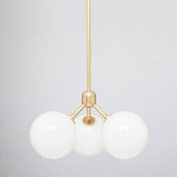 Drop 45 Triple Opal Globe Satin Brass Pendant - thumbnail 3