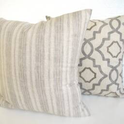 Gray & Tan Pillows Grey Throw Pillow Covers 16 18x18 20 All Sizes Cotton - thumbnail 3