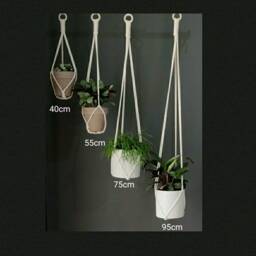 3 Pack Or Single Available Simple Minimalist Adjustable Macrame No Tassel Hanging Plant Holder, Hanger Short, Med Long Gift UK