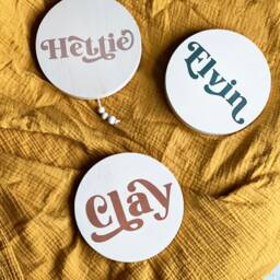 Oak Musical Swirl Name Wall Hanging - Pull String Music Box New Baby Or Christening Gift - thumbnail 3