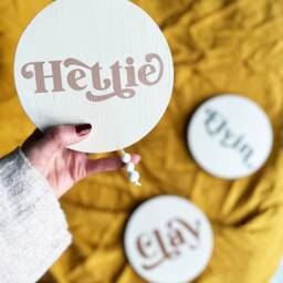 Oak Musical Swirl Name Wall Hanging - Pull String Music Box New Baby Or Christening Gift - thumbnail 2