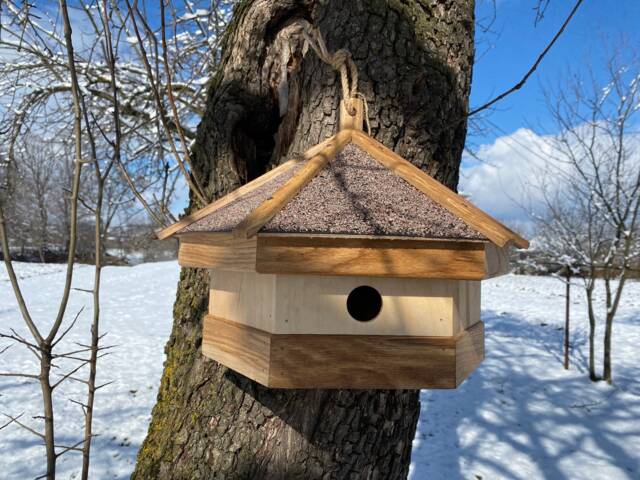 Handmade Wooden Birdhouse Water Resistant Outdoor Decor - 16.9x11.8 - image 1