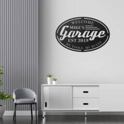 Garage Metal Wall With Led Personalized, Custom Dad's Sign, Repairman Name Dad Workshop Decor - thumbnail 2