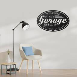 Garage Metal Wall With Led Personalized, Custom Dad's Sign, Repairman Name Dad Workshop Decor - thumbnail 3