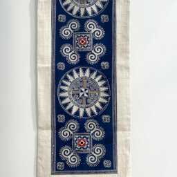 Hmong Hill Tribe Indigo Batik Tapestry - Long Boho Wall Hanging With Embroidered Textile Art - thumbnail 4