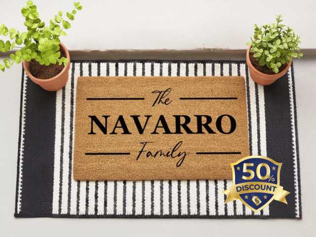 The Navarro Family Personalized Doormat - Custom Entry Entryway Welcome Rug - image 1