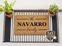 The Navarro Family Personalized Doormat - Custom Entry Entryway Welcome Rug - thumbnail 1